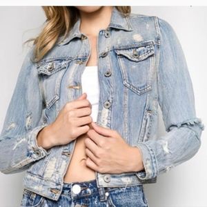 SIGNATURE 8 Distressed Jean Jacket, size S